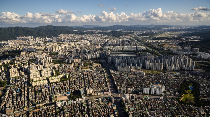 An aerial view of Seoul