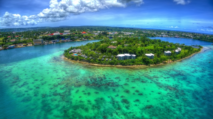 An aerial view of an island